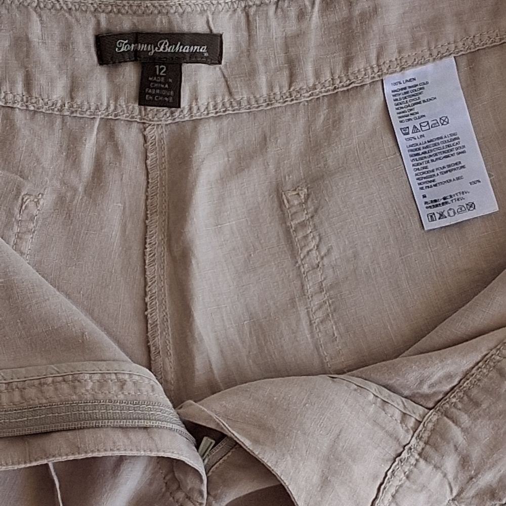 Light Beige Women's Linen Blend Wide Leg Pants - Picture 8 of 14